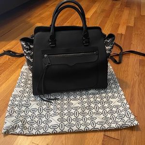 Black Leather Rebecca Minkoff Top Handle Bag with Adjustable Crossbody Strap